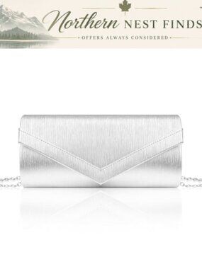 Women's PU Leather Envelope Clutch Purse with Detachable Chain for Evening